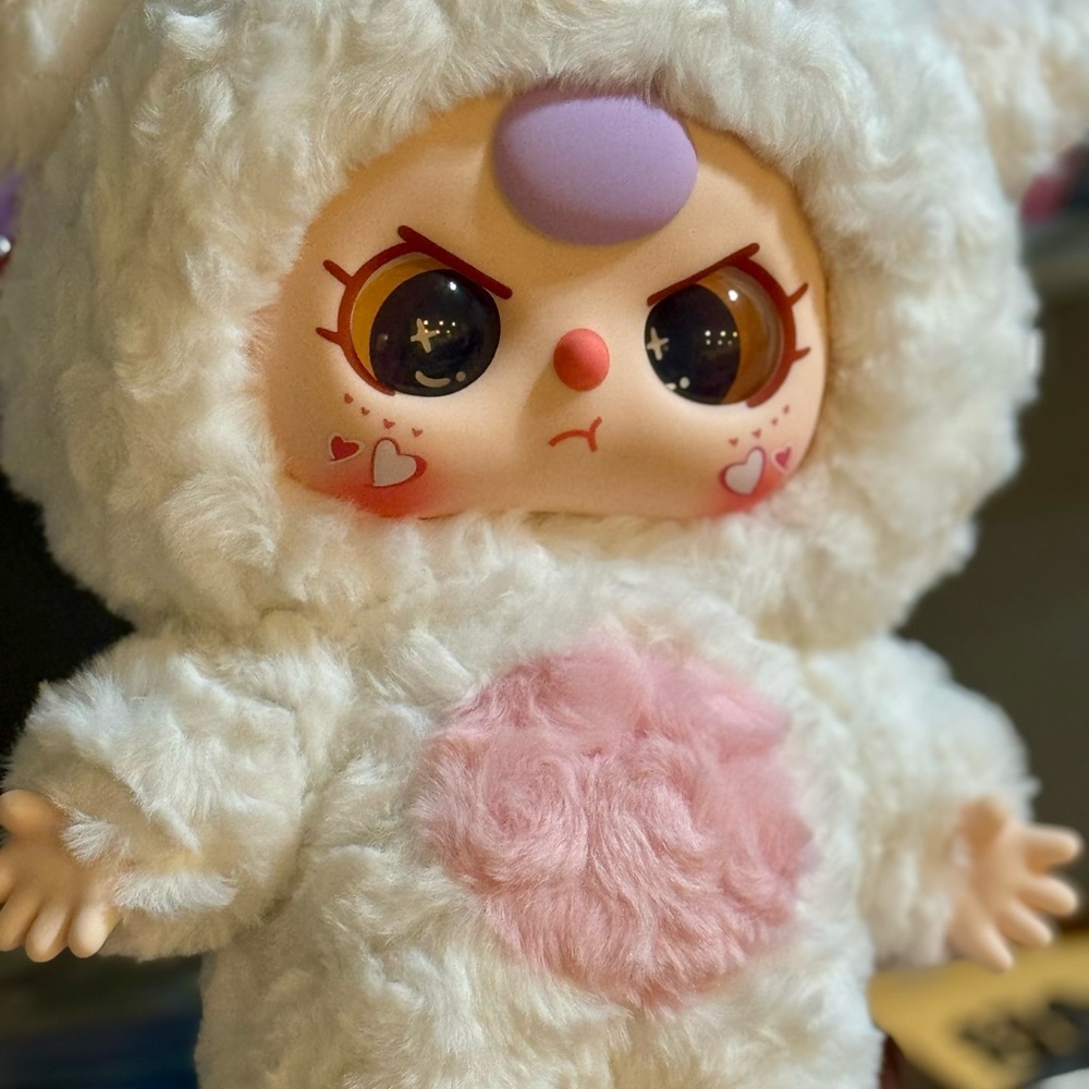 Baby Three 400% Kawaii White and Pink with Fluffy Costume
